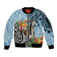 Polynesian Greyhound Sleeve Zip Bomber Jacket Polynesian Pattern And Greyhound - Wonder Print Shop