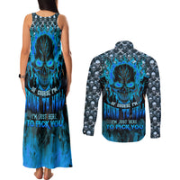 Fire Skull Couples Matching Tank Maxi Dress and Long Sleeve Button Shirts Of Course I'm Going To Hell I'm Just Here To Pick You Up - Wonder Print Shop
