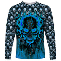Fire Skull Long Sleeve Shirt Of Course I'm Going To Hell I'm Just Here To Pick You Up - Wonder Print Shop