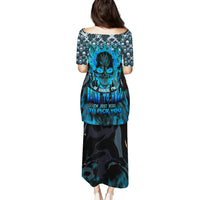 Fire Skull Puletasi Of Course I'm Going To Hell I'm Just Here To Pick You Up - Wonder Print Shop