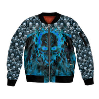 Fire Skull Sleeve Zip Bomber Jacket Of Course I'm Going To Hell I'm Just Here To Pick You Up - Wonder Print Shop