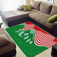 Germany Heligoland Area Rug with Fish Illustration and Red Green Wave - Wonder Print Shop