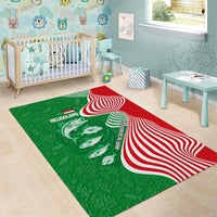 Germany Heligoland Area Rug with Fish Illustration and Red Green Wave - Wonder Print Shop