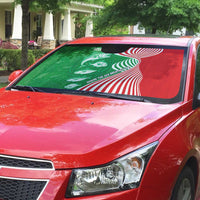 Germany Heligoland Auto Sun Shade with Fish Illustration and Red Green Wave - Wonder Print Shop