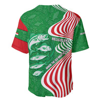Germany Heligoland Baseball Jersey with Fish Illustration and Red Green Wave - Wonder Print Shop