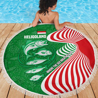 Germany Heligoland Beach Blanket with Fish Illustration and Red Green Wave - Wonder Print Shop