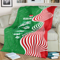 Germany Heligoland Blanket with Fish Illustration and Red Green Wave - Wonder Print Shop