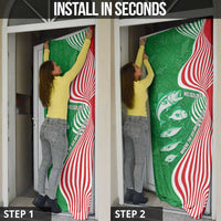 Germany Heligoland Door Cover with Fish Illustration and Red Green Wave - Wonder Print Shop