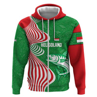 Germany Heligoland Hoodie with Fish Illustration and Red Green Wave - Wonder Print Shop