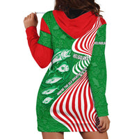 Germany Heligoland Hoodie Dress with Fish Illustration and Red Green Wave - Wonder Print Shop