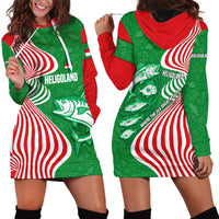 Germany Heligoland Hoodie Dress with Fish Illustration and Red Green Wave - Wonder Print Shop