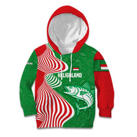 Germany Heligoland Kid Hoodie with Fish Illustration and Red Green Wave - Wonder Print Shop