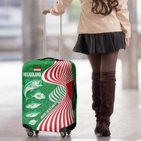 Germany Heligoland Luggage Cover with Fish Illustration and Red Green Wave - Wonder Print Shop