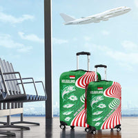 Germany Heligoland Luggage Cover with Fish Illustration and Red Green Wave - Wonder Print Shop