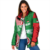 Germany Heligoland Padded Jacket with Fish Illustration and Red Green Wave - Wonder Print Shop