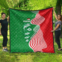 Germany Heligoland Quilt with Fish Illustration and Red Green Wave - Wonder Print Shop