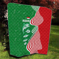 Germany Heligoland Quilt with Fish Illustration and Red Green Wave - Wonder Print Shop