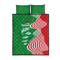 Germany Heligoland Quilt Bed Set with Fish Illustration and Red Green Wave - Wonder Print Shop