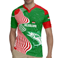 Germany Heligoland Rugby Jersey with Fish Illustration and Red Green Wave - Wonder Print Shop