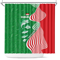 Germany Heligoland Shower Curtain with Fish Illustration and Red Green Wave - Wonder Print Shop