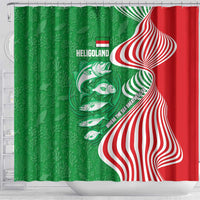 Germany Heligoland Shower Curtain with Fish Illustration and Red Green Wave - Wonder Print Shop