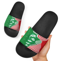 Germany Heligoland Slide Sandals with Fish Illustration and Red Green Wave - Wonder Print Shop