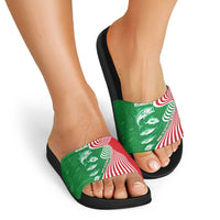 Germany Heligoland Slide Sandals with Fish Illustration and Red Green Wave - Wonder Print Shop