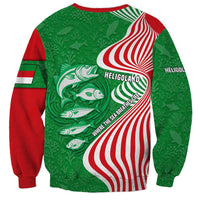 Germany Heligoland Sweatshirt with Fish Illustration and Red Green Wave - Wonder Print Shop
