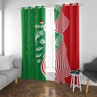 Germany Heligoland Window Curtain with Fish Illustration and Red Green Wave - Wonder Print Shop