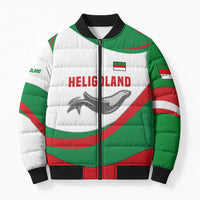 Germany Heligoland Bomber Puffer Jacket with Seal Graphic and Red Green Wave Nature - Wonder Print Shop