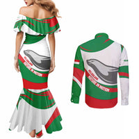 Germany Heligoland Couples Matching Mermaid Dress and Long Sleeve Button Shirt with Seal Graphic and Red Green Wave Nature - Wonder Print Shop