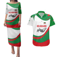 Germany Heligoland Couples Matching Puletasi and Hawaiian Shirt with Seal Graphic and Red Green Wave Nature - Wonder Print Shop
