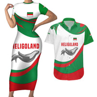 Germany Heligoland Couples Matching Short Sleeve Bodycon Dress and Hawaiian Shirt with Seal Graphic and Red Green Wave Nature - Wonder Print Shop