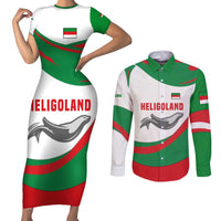 Germany Heligoland Couples Matching Short Sleeve Bodycon Dress and Long Sleeve Button Shirt with Seal Graphic and Red Green Wave Nature - Wonder Print Shop
