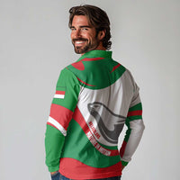Germany Heligoland Long Sleeve Polo Shirt with Seal Graphic and Red Green Wave Nature - Wonder Print Shop