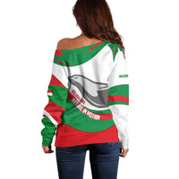 Germany Heligoland Off Shoulder Sweater with Seal Graphic and Red Green Wave Nature - Wonder Print Shop