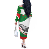 Germany Heligoland Off The Shoulder Long Sleeve Dress with Seal Graphic and Red Green Wave Nature - Wonder Print Shop