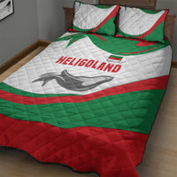 Germany Heligoland Quilt Bed Set with Seal Graphic and Red Green Wave Nature - Wonder Print Shop