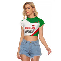 Germany Heligoland Raglan Cropped T Shirt with Seal Graphic and Red Green Wave Nature - Wonder Print Shop