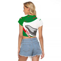 Germany Heligoland Raglan Cropped T Shirt with Seal Graphic and Red Green Wave Nature - Wonder Print Shop