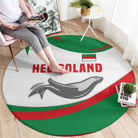 Germany Heligoland Round Carpet with Seal Graphic and Red Green Wave Nature - Wonder Print Shop