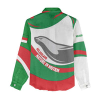 Germany Heligoland Women Casual Shirt with Seal Graphic and Red Green Wave Nature - Wonder Print Shop