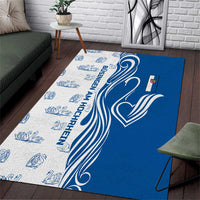 Busingen am Hochrhein Germany Area Rug with Swan Pattern and Blue White Heart Design - Wonder Print Shop