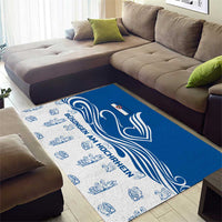 Busingen am Hochrhein Germany Area Rug with Swan Pattern and Blue White Heart Design - Wonder Print Shop