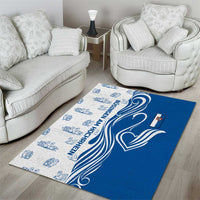 Busingen am Hochrhein Germany Area Rug with Swan Pattern and Blue White Heart Design - Wonder Print Shop
