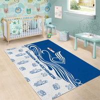 Busingen am Hochrhein Germany Area Rug with Swan Pattern and Blue White Heart Design - Wonder Print Shop