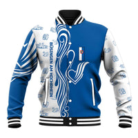 Busingen am Hochrhein Germany Baseball Jacket with Swan Pattern and Blue White Heart Design - Wonder Print Shop