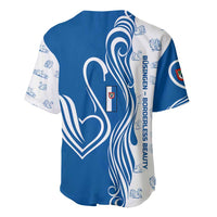 Busingen am Hochrhein Germany Baseball Jersey with Swan Pattern and Blue White Heart Design - Wonder Print Shop