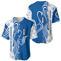 Busingen am Hochrhein Germany Baseball Jersey with Swan Pattern and Blue White Heart Design - Wonder Print Shop