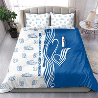 Busingen am Hochrhein Germany Bedding Set with Swan Pattern and Blue White Heart Design - Wonder Print Shop